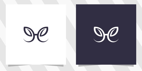 letter h with leaf logo design