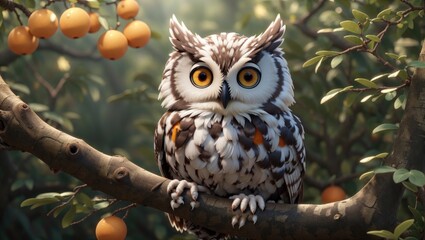 "Piercing Stare: White-Faced Scops Owl Engaged in Nighttime Vigil"