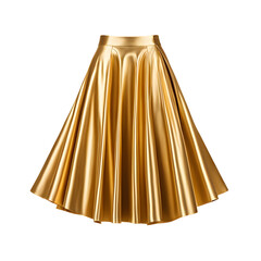 Shimmering Elegant Golden Skirt pleated on Transparent Backdrop