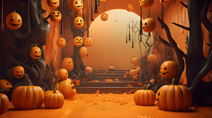 Halloween holiday background concept with pastel color. Generative AI