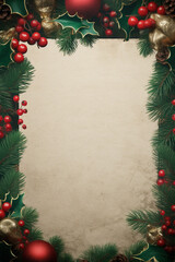 Fototapeta na wymiar christmas background with branches and decorations