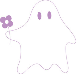 Cute Ghost Halloween With Flower Illustration icon