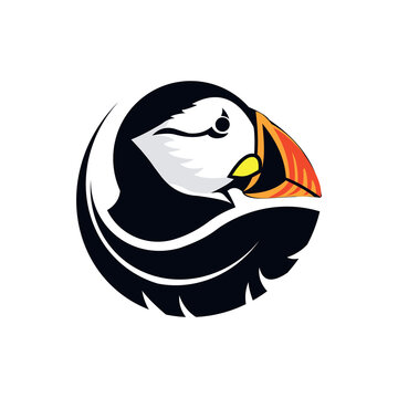 puffin bird head with feathers. vector logo
