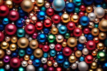 Fototapeta na wymiar A collage of round Christmas bulbs or balls of various colors.
