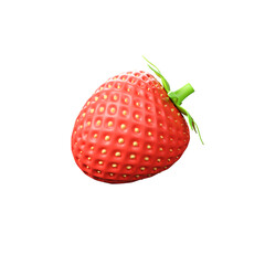 3D fresh strawberry with leaf isolated on white background.