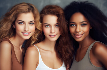 Obraz premium Group of cheerful young women together