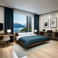 Beautiful and modern home and hotel bedroom interior design.AI generated
