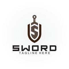 Obraz premium Letter S sword and shield logo design