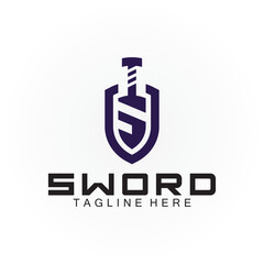 Letter S sword and shield logo design