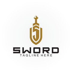 Obraz premium Letter S sword and shield logo design