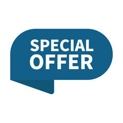 Special Offer In Blue Rectangle Rounded Ribbon Shape For Sale Promotion Business
