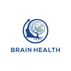 human head.brain shaped tree with leaves. represents brain development, intelligence. vector logo