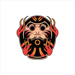 black daruma tattoo vector design