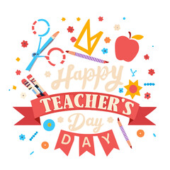 Happy Teachers Day Creative Teachers Day design for banner poster vector art-Transparent-PNG