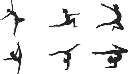 gymnastic characters (girls) silhouettes
