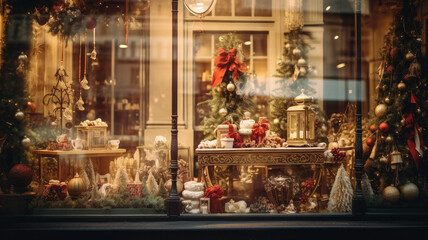 Fototapeta na wymiar Holiday Showcase: Window Decorations for Christmas