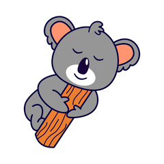 Cute Koala Sleeping huge a wood