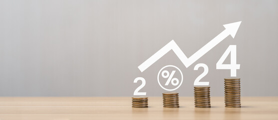 financial business goals 2024, planning business growth 2024, strategy digital marketing, profit income, economy, long term investment, inflation and interest, target business cost and budget planning