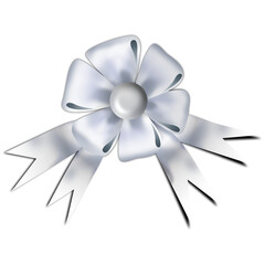 Luxury Silver ribbon gift bows Decorative bow, 3d 
