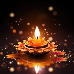 Naklejka na ściany i meble Happy Diwali. graphic of Diya lantern. Indian festival of lights.