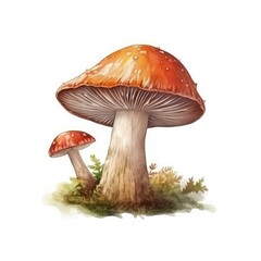 Beautiful Mushroom on white background with generative ai