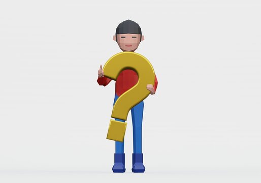 3d render of dummy holding a question mark
