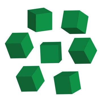 cubes sets green color. different types of angle cubes. vector illustration