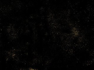 Gold Glitter Texture Isolated on Black Background. Golden stardust, glitter, sparkles. Vector