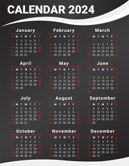 2024 calendar design minimal wall business vector template
