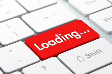 Fototapeta premium Concept of computer keyboard key with the word loading on it ready to press enter