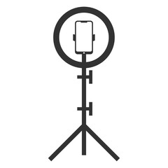 Vector illustration of circle light tripod icon in dark color and transparent background(png).