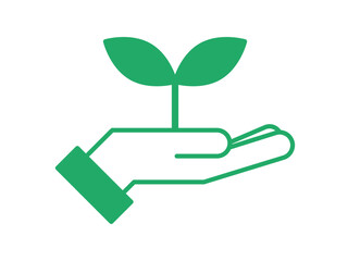 片手と新芽のエコ関連のアイコン