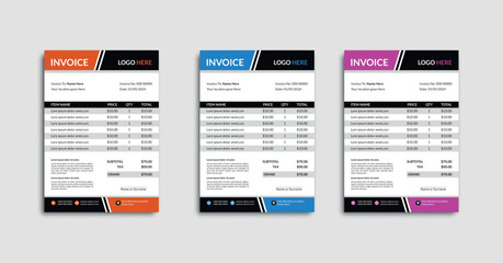 simple Corporate Business Invoice design template vector illustration form price invoice design