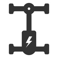 Vector illustration of electric car frame icon in dark color and transparent background(png).