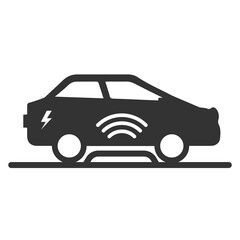 Obraz premium Vector illustration of wireless charging electric car icon in dark color and transparent background(png).