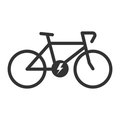 Vector illustration of electric bicycle icon in dark color and transparent background(png).
