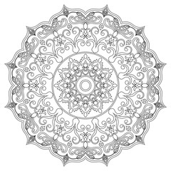 Flower Mandala. Vintage decorative elements. Oriental pattern, vector illustration. Islam, Arabic, Indian, moroccan,spain, turkish, pakistan, chinese, mystic, ottoman motifs. Coloring book page