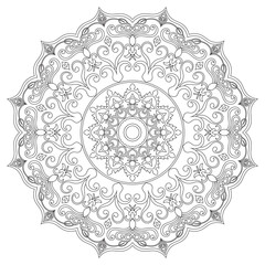 Flower Mandala. Vintage decorative elements. Oriental pattern, vector illustration. Islam, Arabic, Indian, moroccan,spain, turkish, pakistan, chinese, mystic, ottoman motifs. Coloring book page