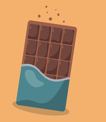 Chocolate bar, flat illustration, chocolate icon