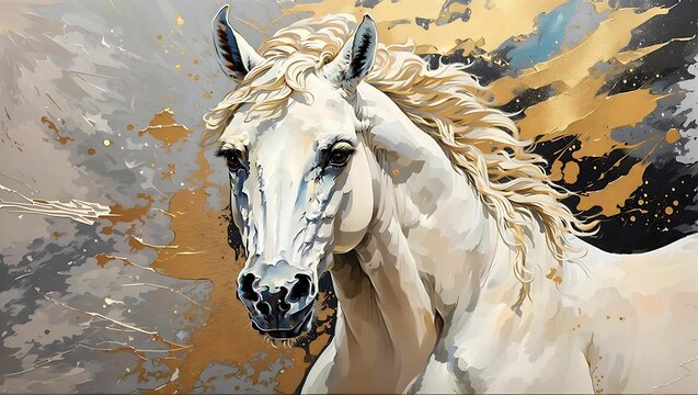 Paint, horses, butterfly, abstract, texture, aureate, fashion art background, the animals
