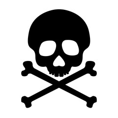 Skull and bones icon on white background.