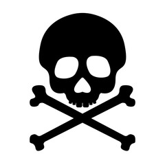 Skull and bones icon on white background.