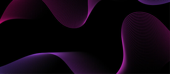 abstract wave neon line background with flowing particles. Smooth curve lines Digital future technology wave concept.  Futuristic technology concept. Suit for cover, header, poster, banner, website.