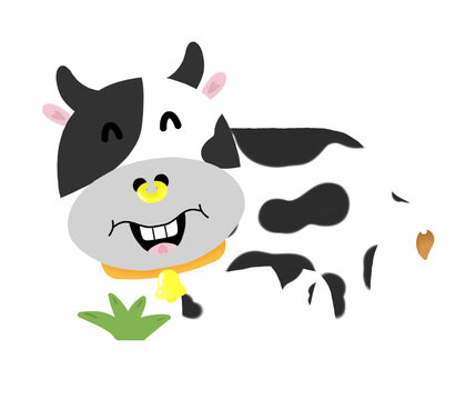 Cow with grass