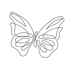 Abstract one line drawing style butterfly