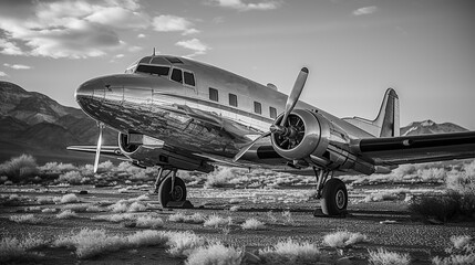 vintage airplane on the ground - obrazy, fototapety, plakaty
