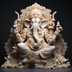 Obraz premium Statue of lord ganesha festival hindu religion and indian celebration of diwali festival concept on dark background