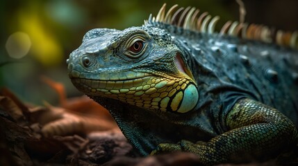 Obraz premium Amazing Close up photo an Iguana. Created with Generative AI Technology