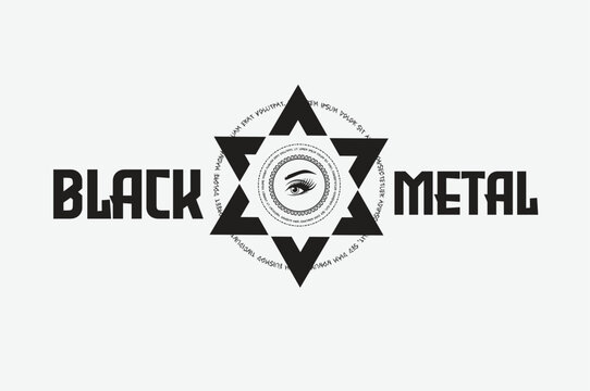 black metal t-shirt and sticker design with illustration stars