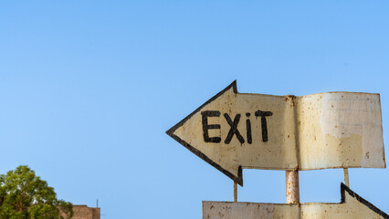 Exit sign at an Egyptian temple